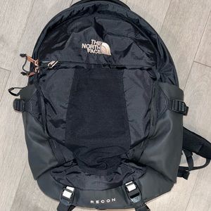 North face “recon” backpack- black & rose gold
